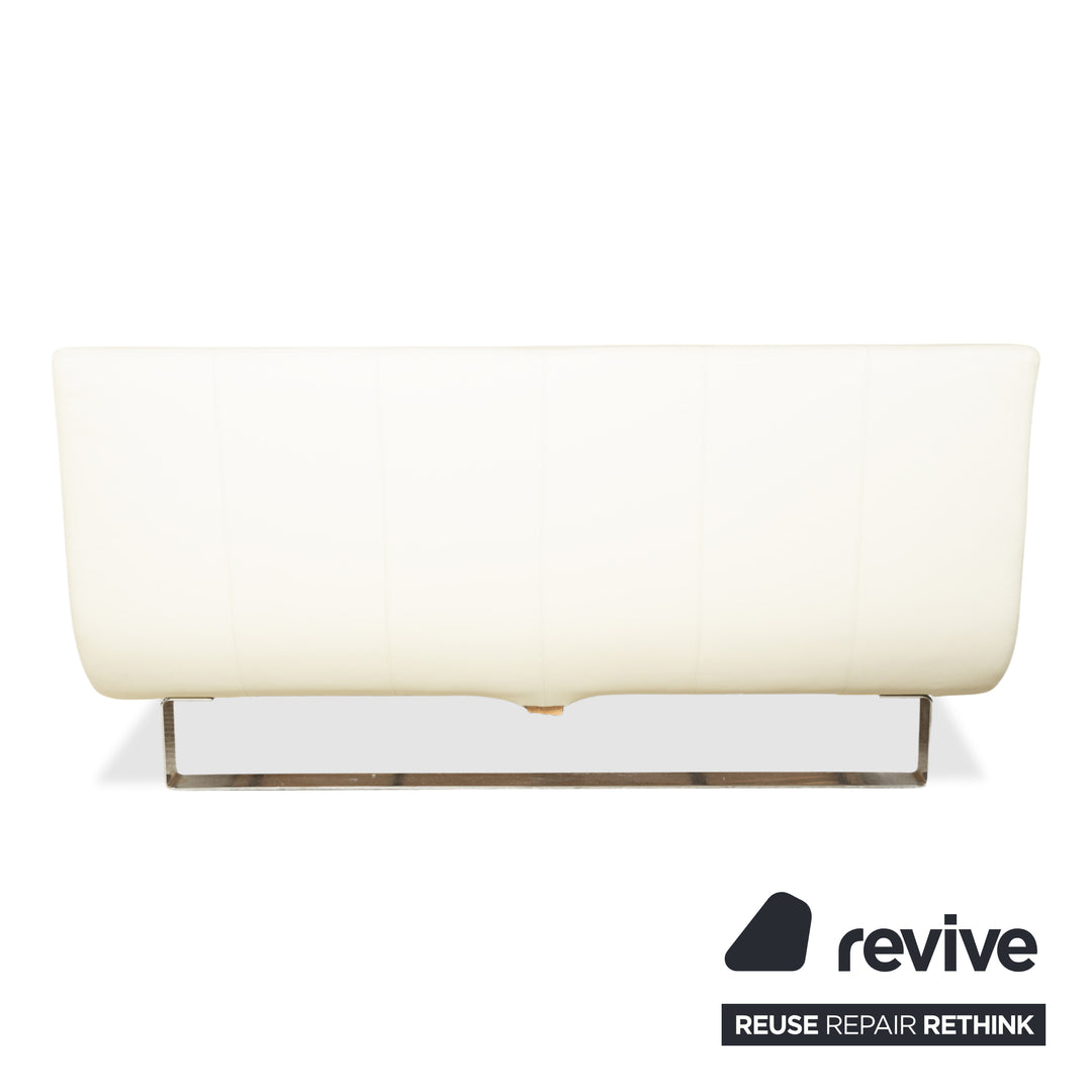 Joop leather bed, white/cream, 160x200 cm