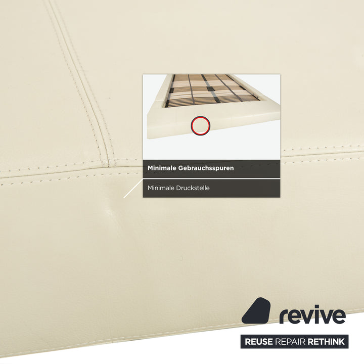 Joop leather bed, white/cream, 160x200 cm