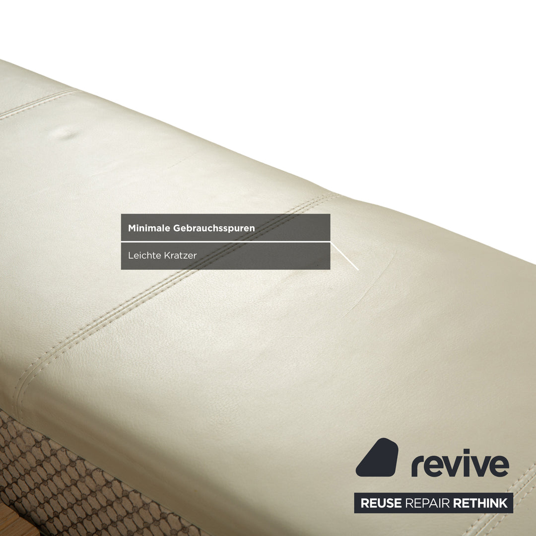 Joop leather bed, white/cream, 160x200 cm
