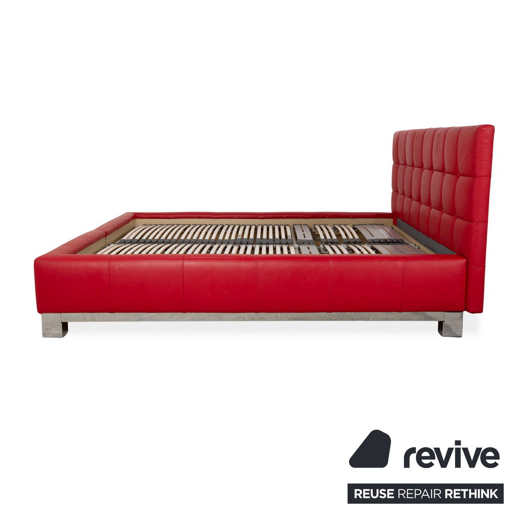Joop Leder Chrom Bett Rot Gesteppt Lattenrost 180x200 manuelle Funktion