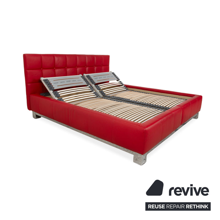 Joop Leder Chrom Bett Rot Gesteppt Lattenrost 180x200 manuelle Funktion