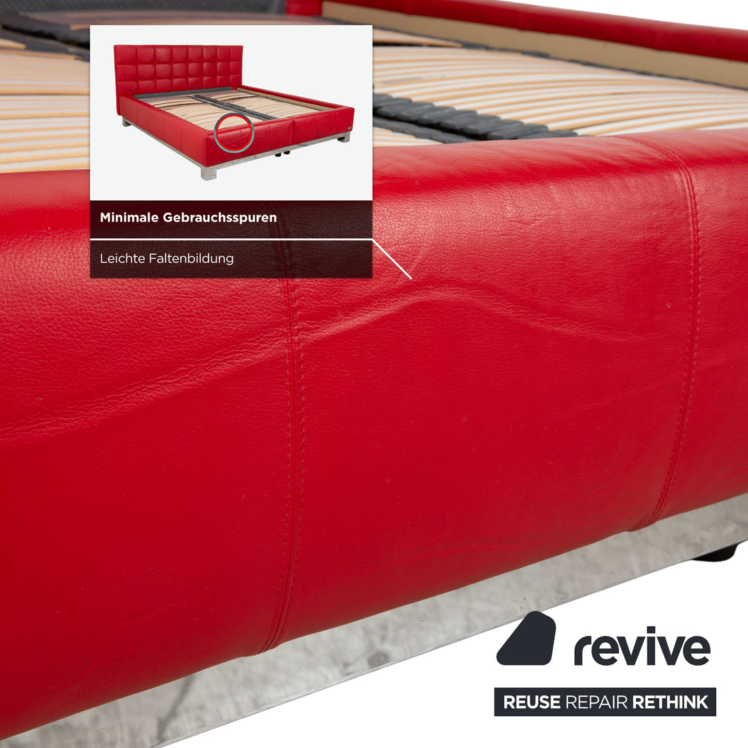 Joop Leder Chrom Bett Rot Gesteppt Lattenrost 180x200 manuelle Funktion