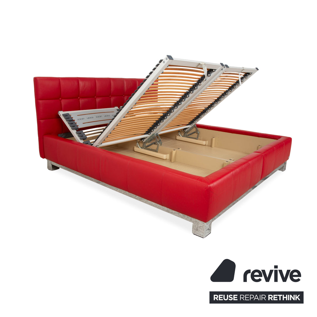 Joop Leder Chrom Bett Rot Gesteppt Lattenrost 180x200 manuelle Funktion