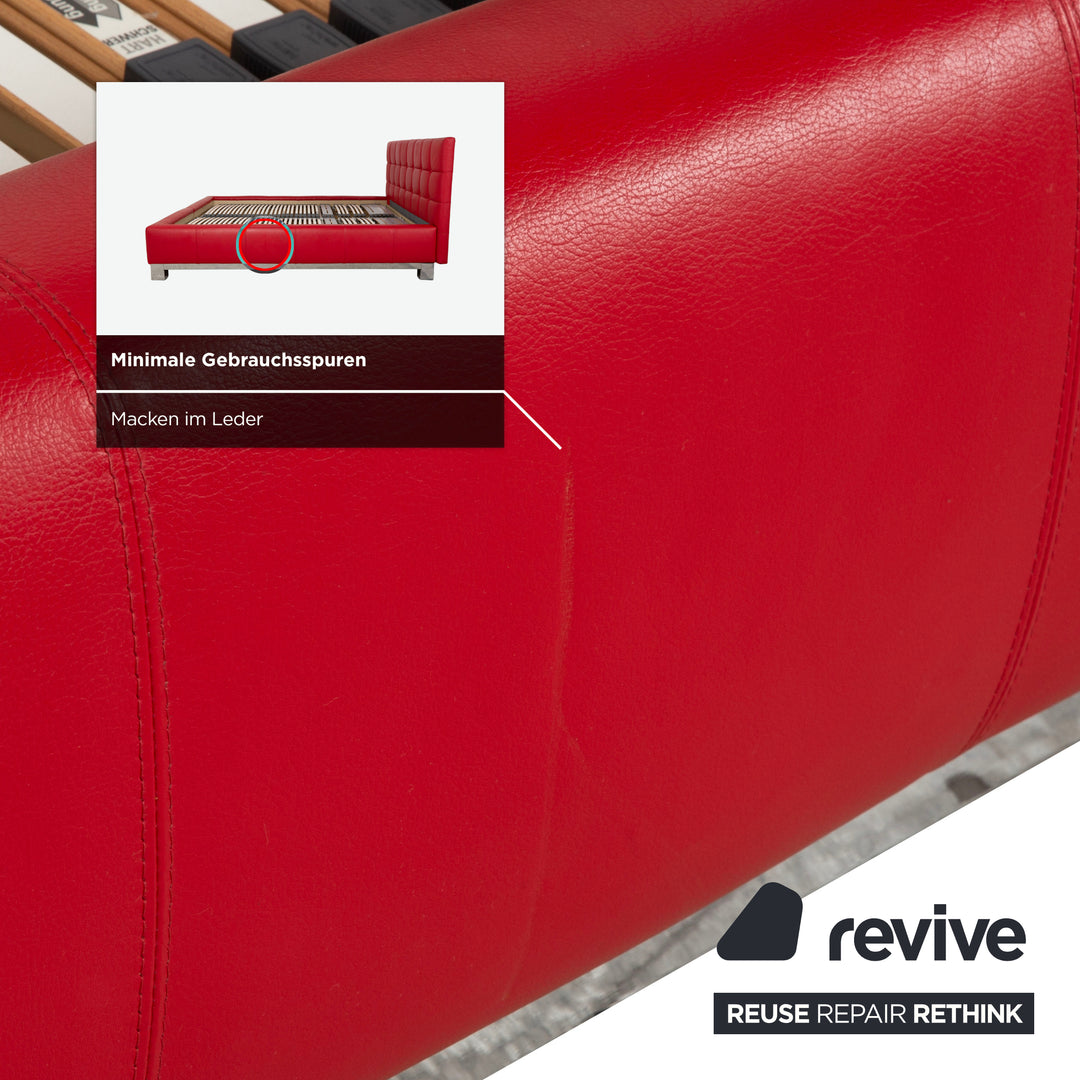 Joop Leder Chrom Bett Rot Gesteppt Lattenrost 180x200 manuelle Funktion