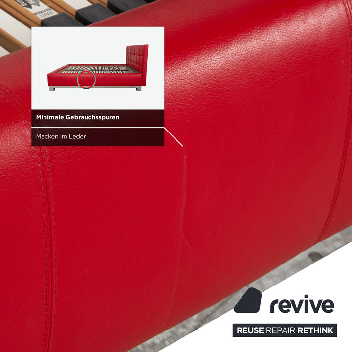 Joop Leder Chrom Bett Rot Gesteppt Lattenrost 180x200 manuelle Funktion