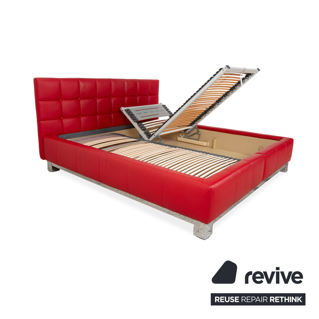 Joop Leder Chrom Bett Rot Gesteppt Lattenrost 180x200 manuelle Funktion