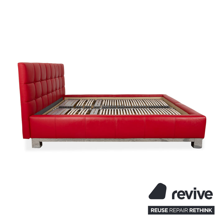 Joop Leder Chrom Bett Rot Gesteppt Lattenrost 180x200 manuelle Funktion