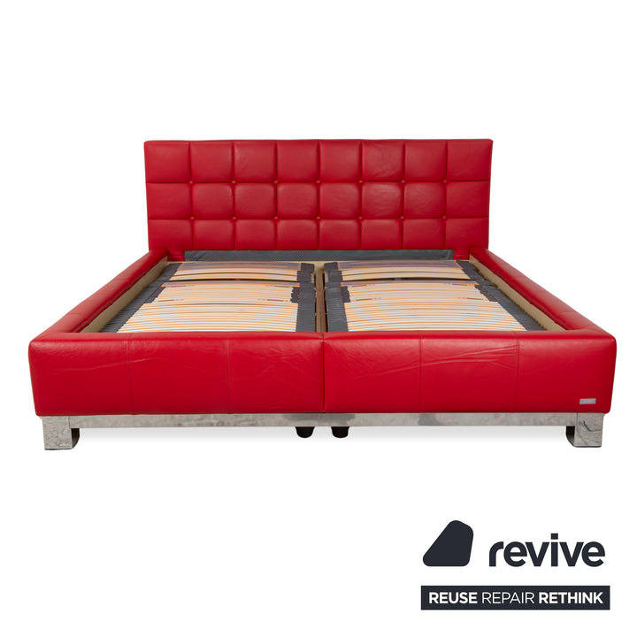Joop Leder Chrom Bett Rot Gesteppt Lattenrost 180x200 manuelle Funktion