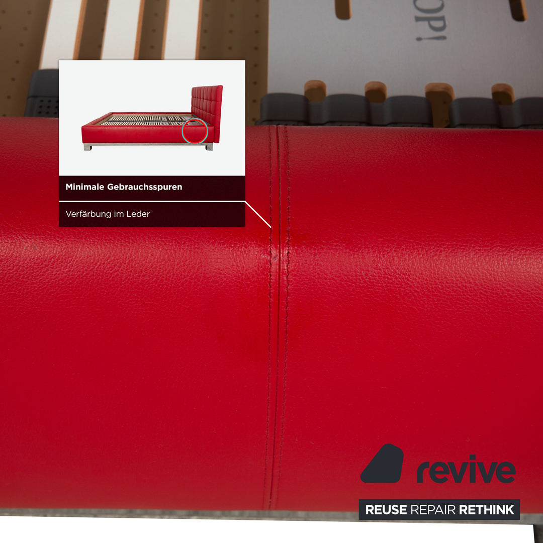 Joop Leder Chrom Bett Rot Gesteppt Lattenrost 180x200 manuelle Funktion