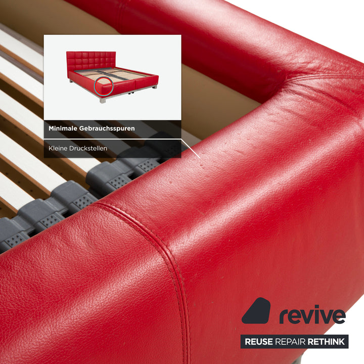 Joop Leder Chrom Bett Rot Gesteppt Lattenrost 180x200 manuelle Funktion