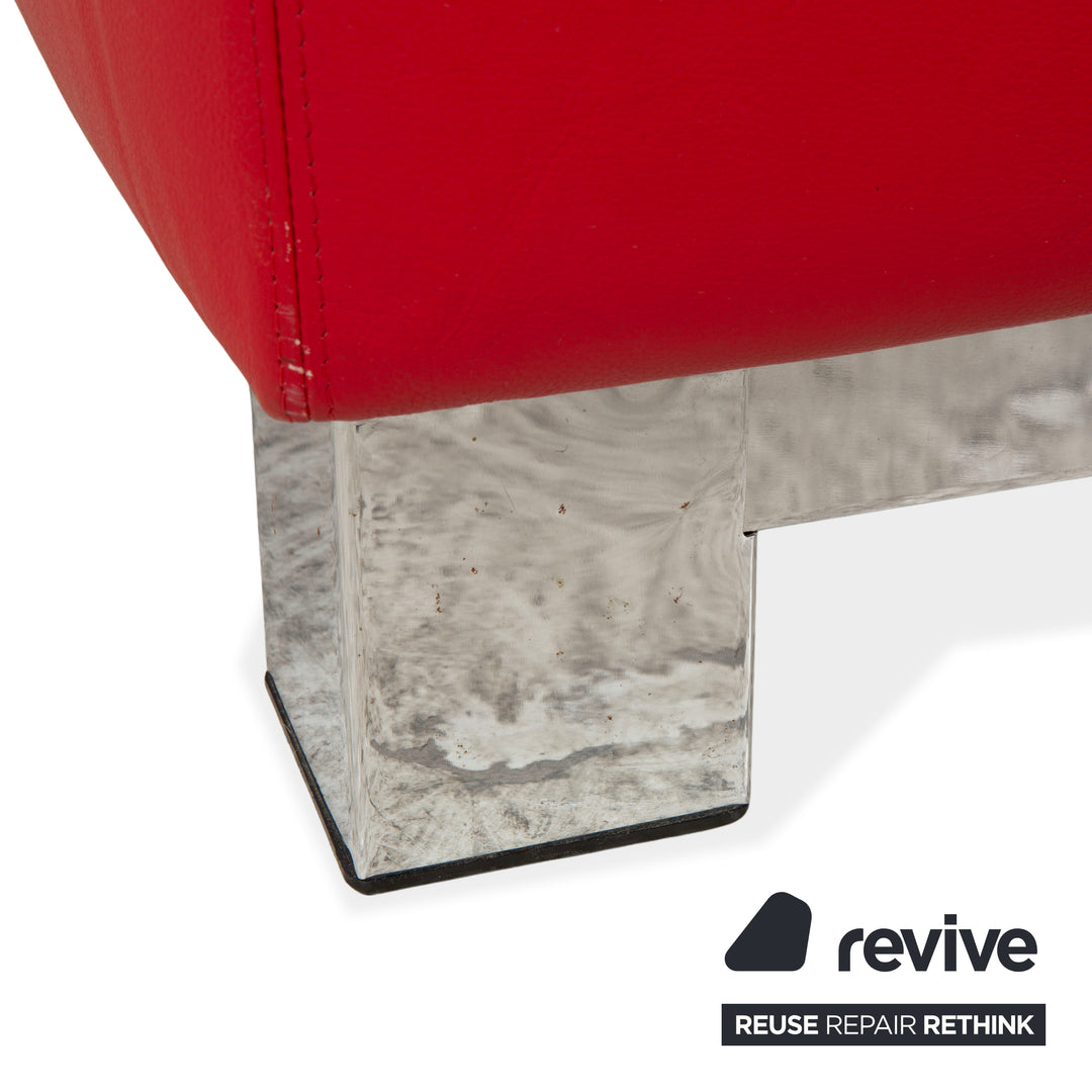 Joop Leder Chrom Bett Rot Gesteppt Lattenrost 180x200 manuelle Funktion