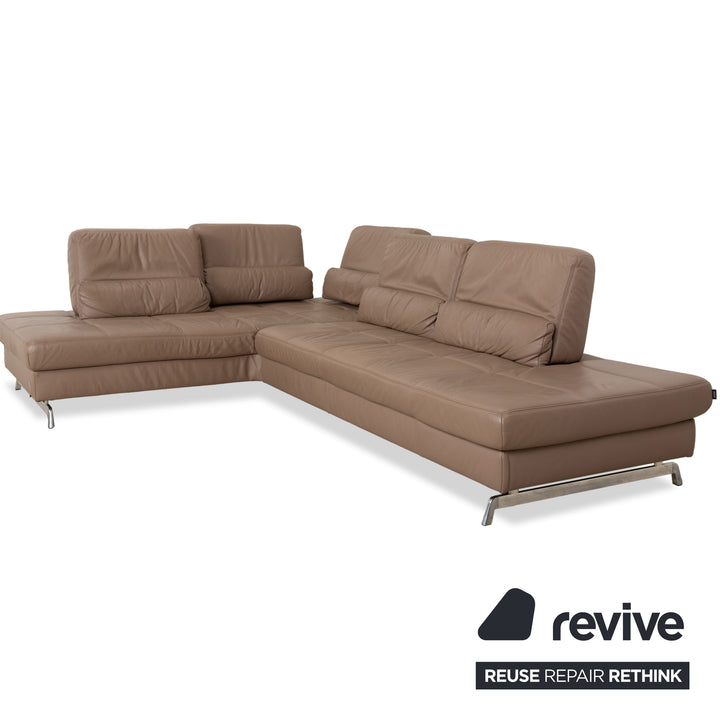 Joop leather corner sofa brown camel caramel manual function sofa couch