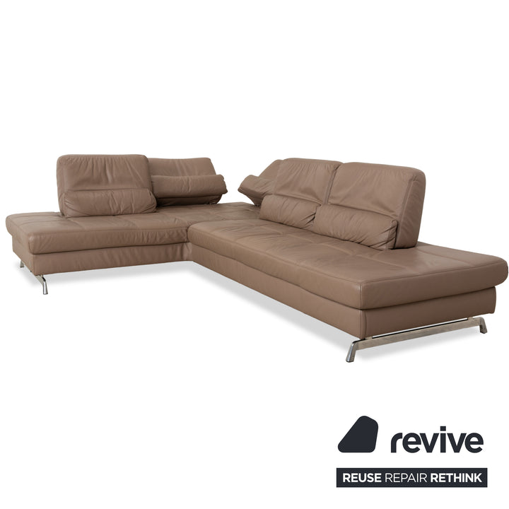 Joop leather corner sofa brown camel caramel manual function sofa couch