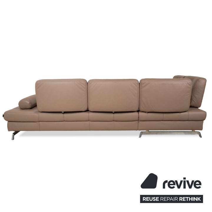 Joop leather corner sofa brown camel caramel manual function sofa couch