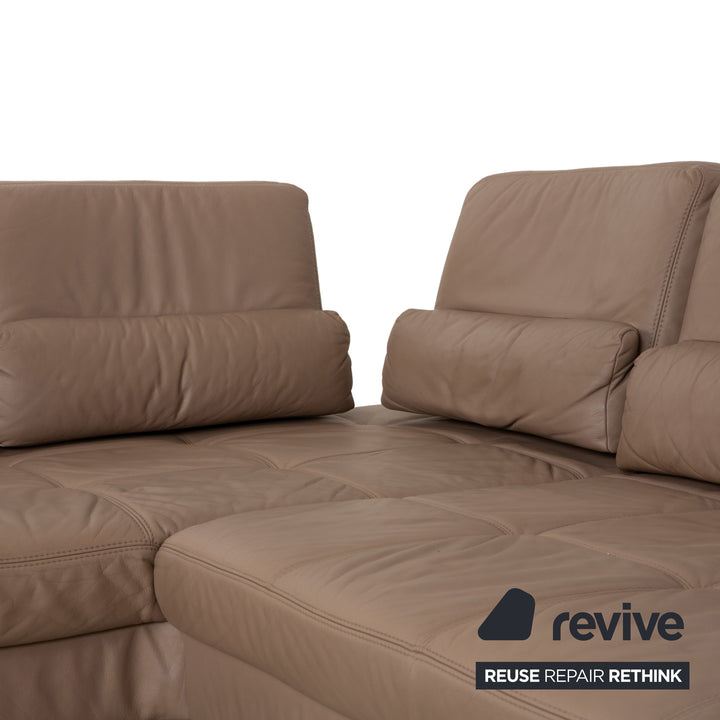 Joop leather corner sofa brown camel caramel manual function sofa couch