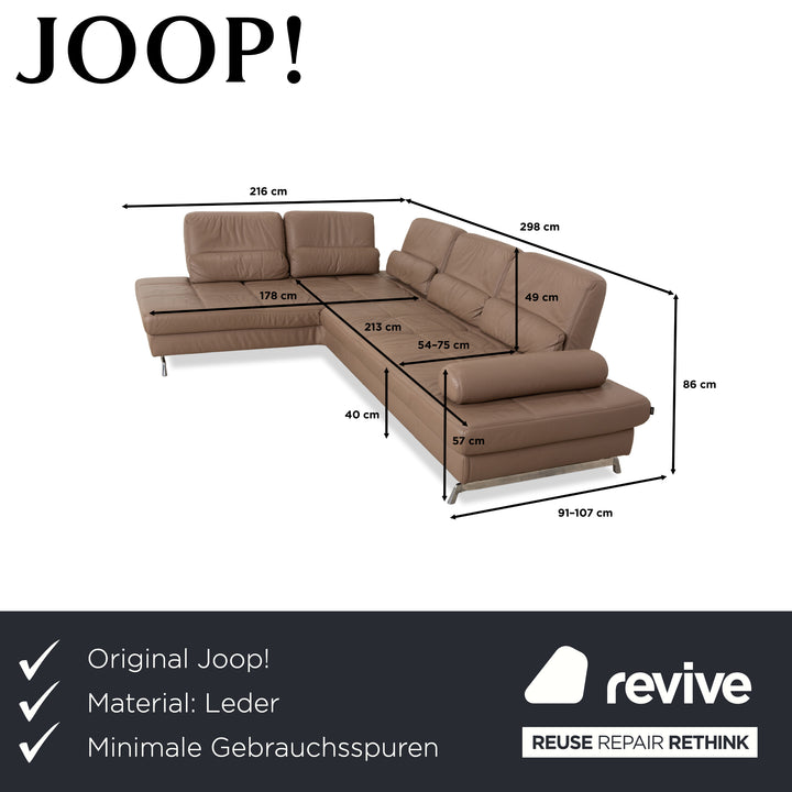 Joop leather corner sofa brown camel caramel manual function sofa couch