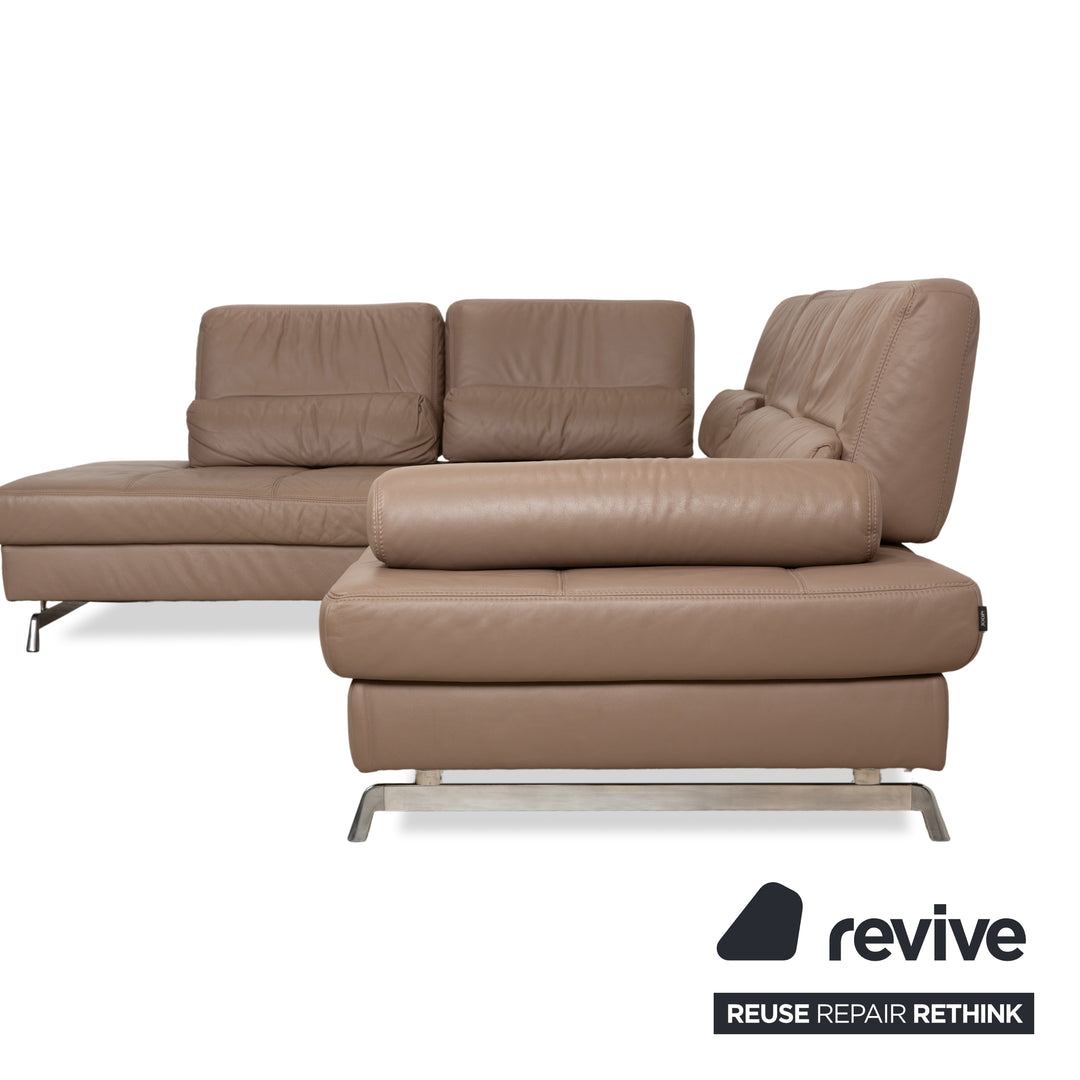 Joop leather corner sofa brown camel caramel manual function sofa couch