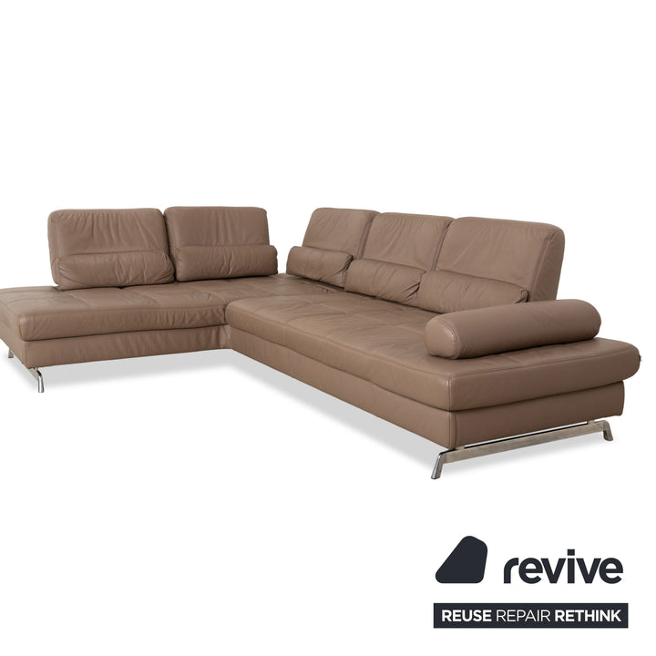 Joop leather corner sofa brown camel caramel manual function sofa couch