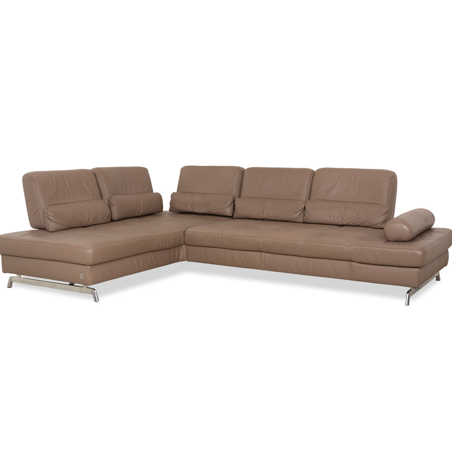 Joop leather corner sofa brown camel caramel manual function sofa couch