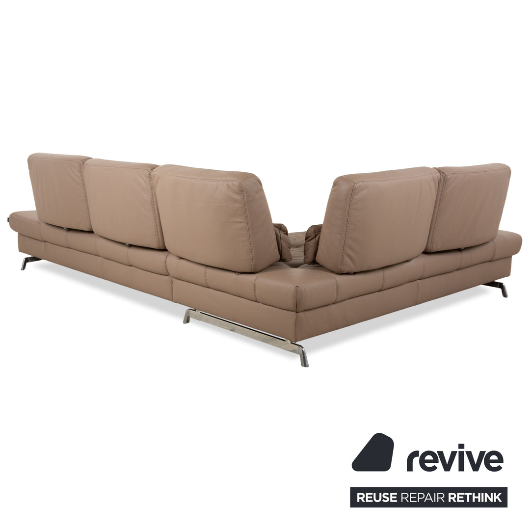 Joop leather corner sofa brown camel caramel manual function sofa couch