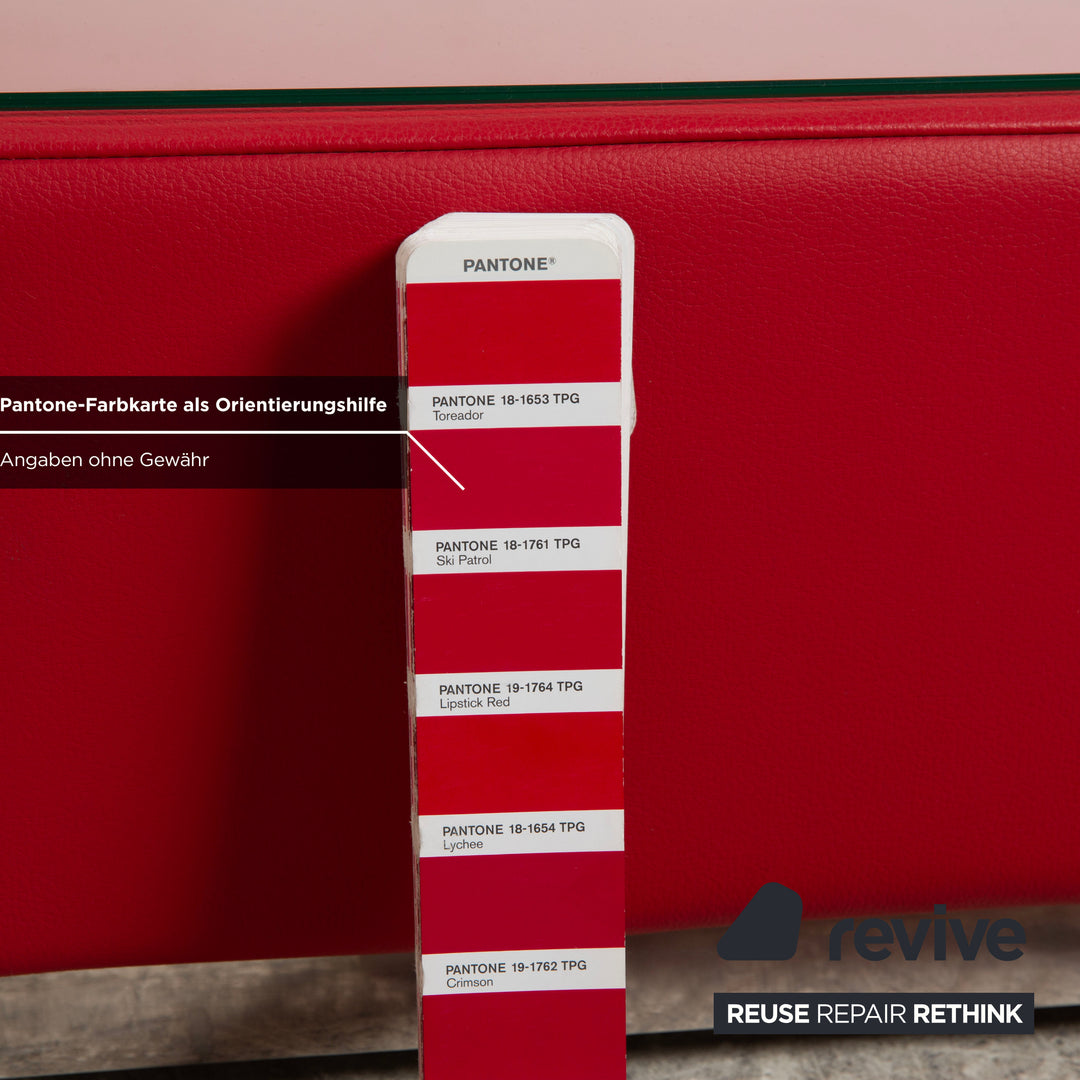 Table d'appoint/buffet en cuir et verre rouge Joop avec tiroir