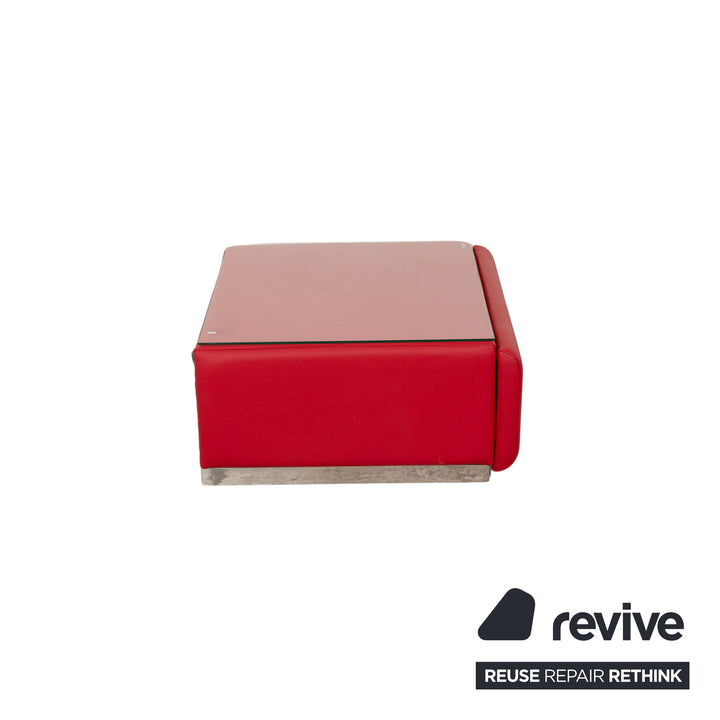 Joop Leather Glass Red Table Sideboard Nightstand Side Table Drawer