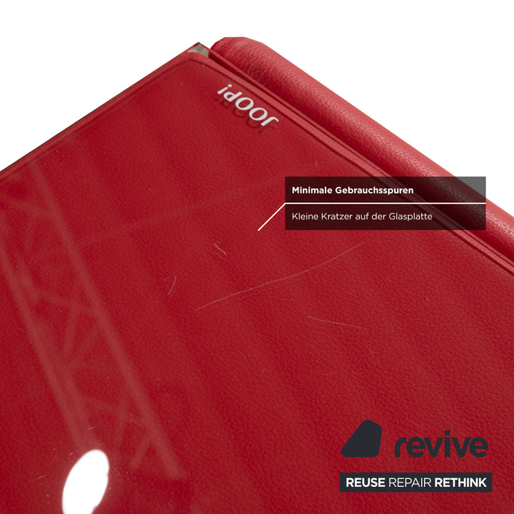 Table d'appoint/buffet en cuir et verre rouge Joop avec tiroir