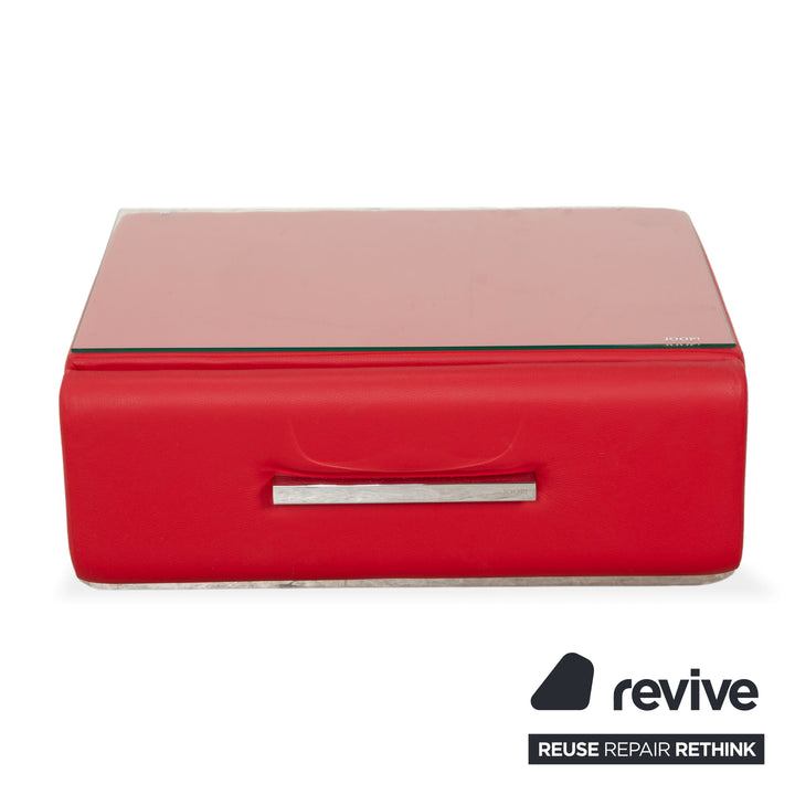 Joop Leder Glas Rot Tisch Sideboard Nachttisch Beistelltisch Schublade