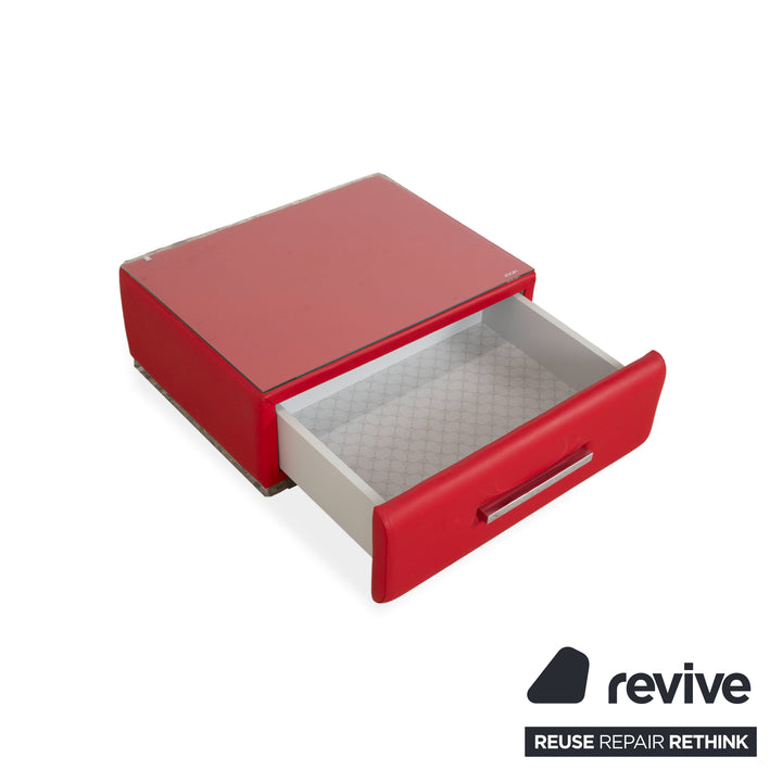 Joop Leder Glas Rot Tisch Sideboard Nachttisch Beistelltisch Schublade