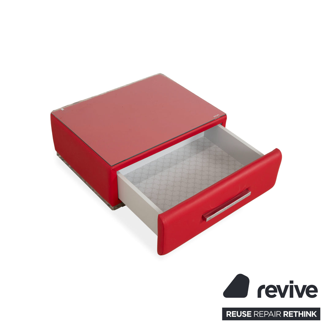 Table d'appoint/buffet en cuir et verre rouge Joop avec tiroir