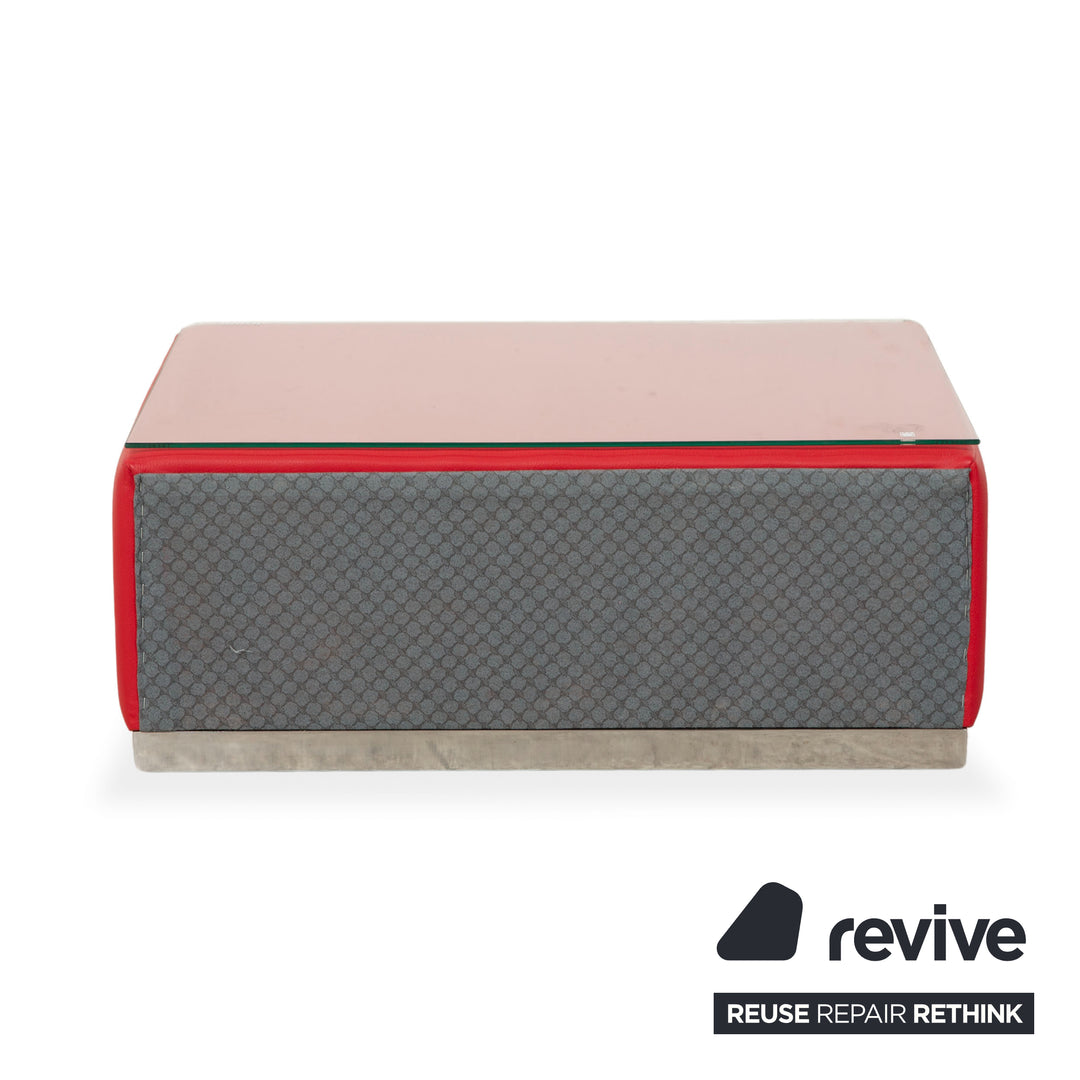 Table d'appoint/buffet en cuir et verre rouge Joop avec tiroir