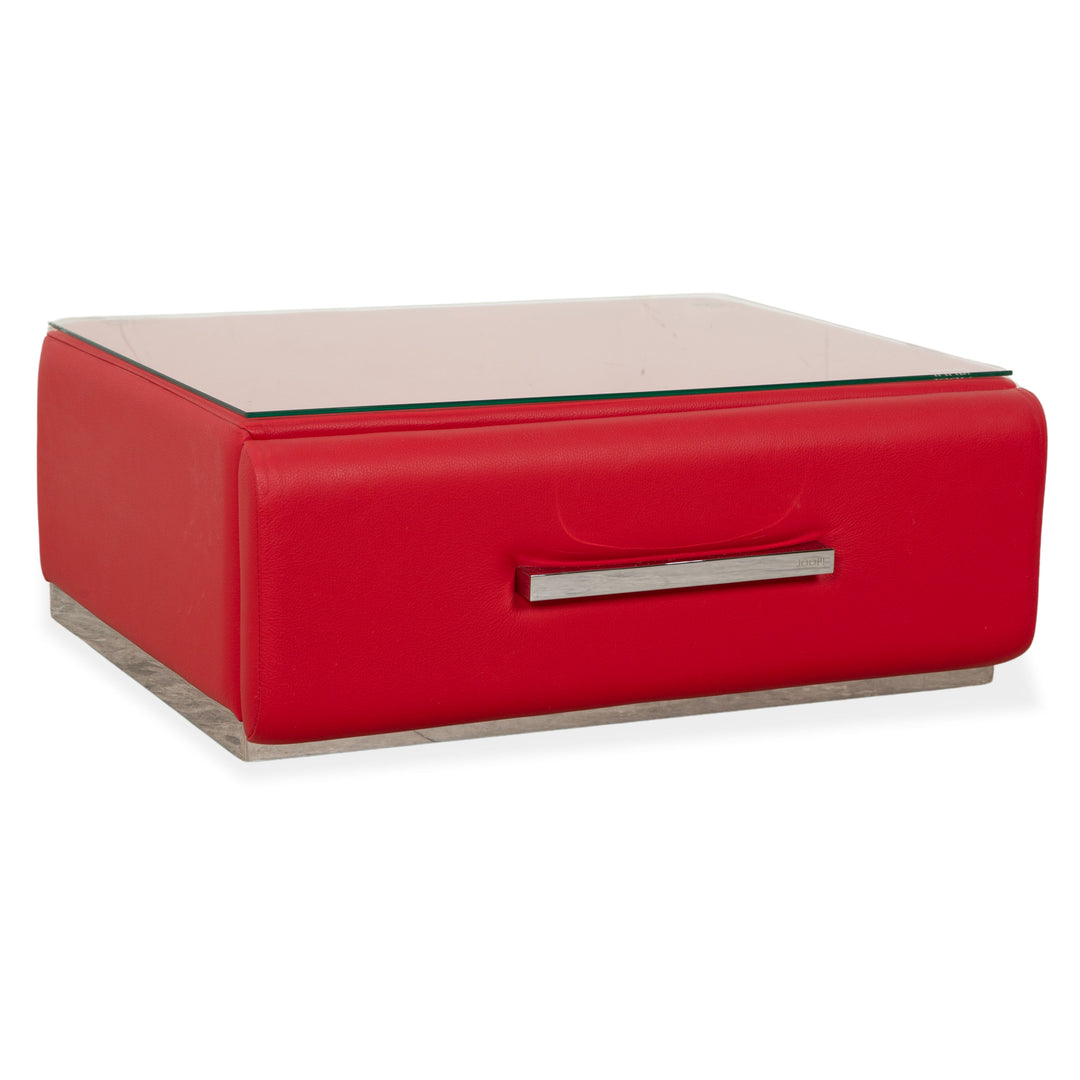 Joop Leather Glass Red Table Sideboard Nightstand Side Table Drawer