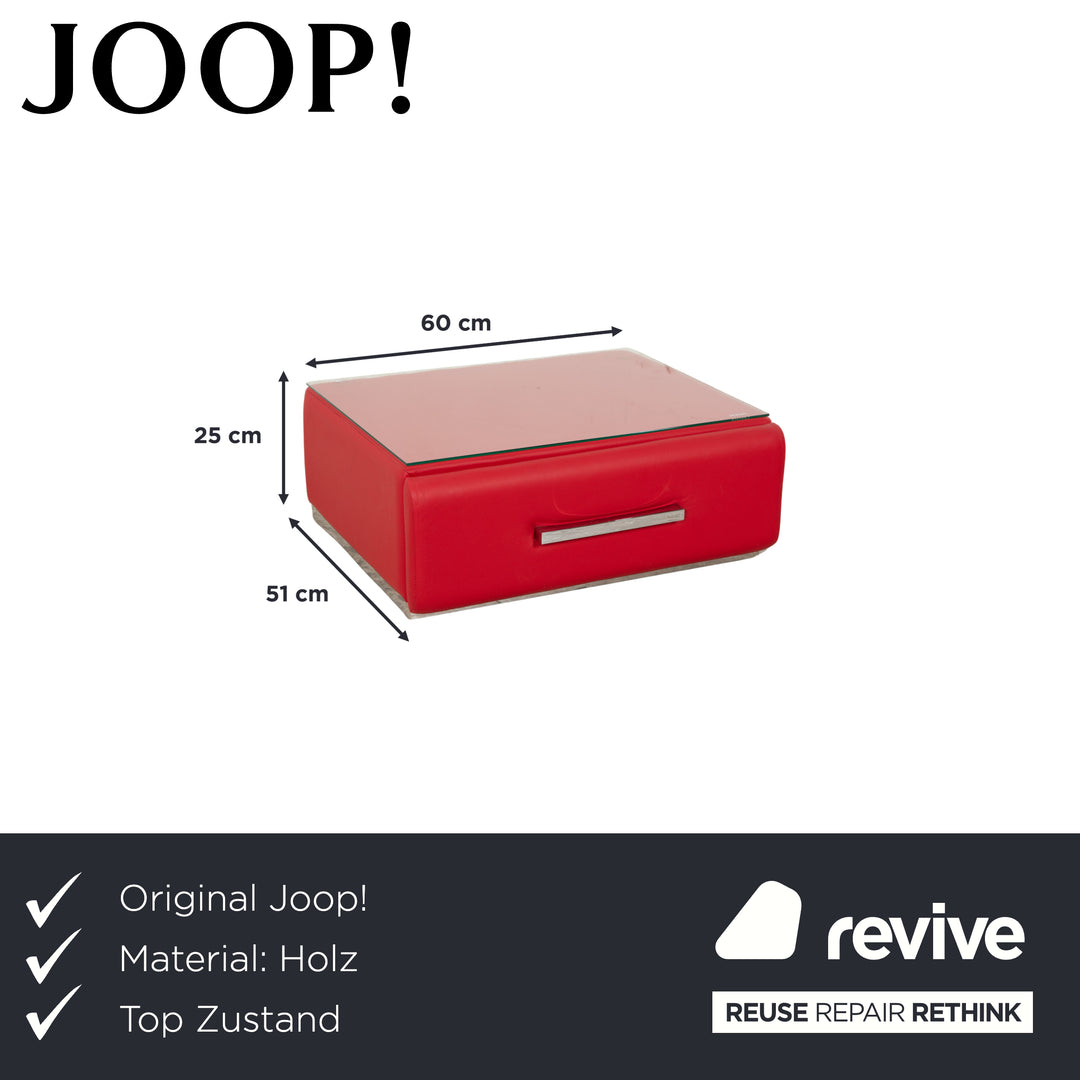 Joop Leder Glas Rot Tisch Sideboard Nachttisch Beistelltisch Schublade