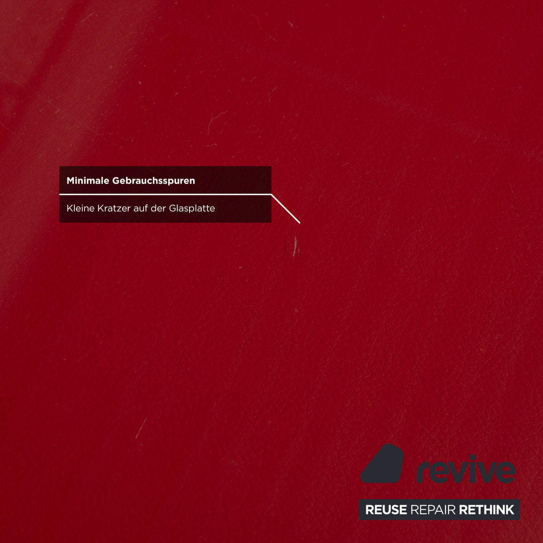 Table d'appoint/buffet en cuir et verre rouge Joop avec tiroir