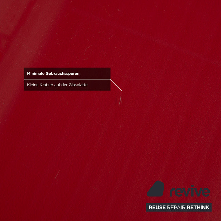 Table d'appoint/buffet en cuir et verre rouge Joop avec tiroir