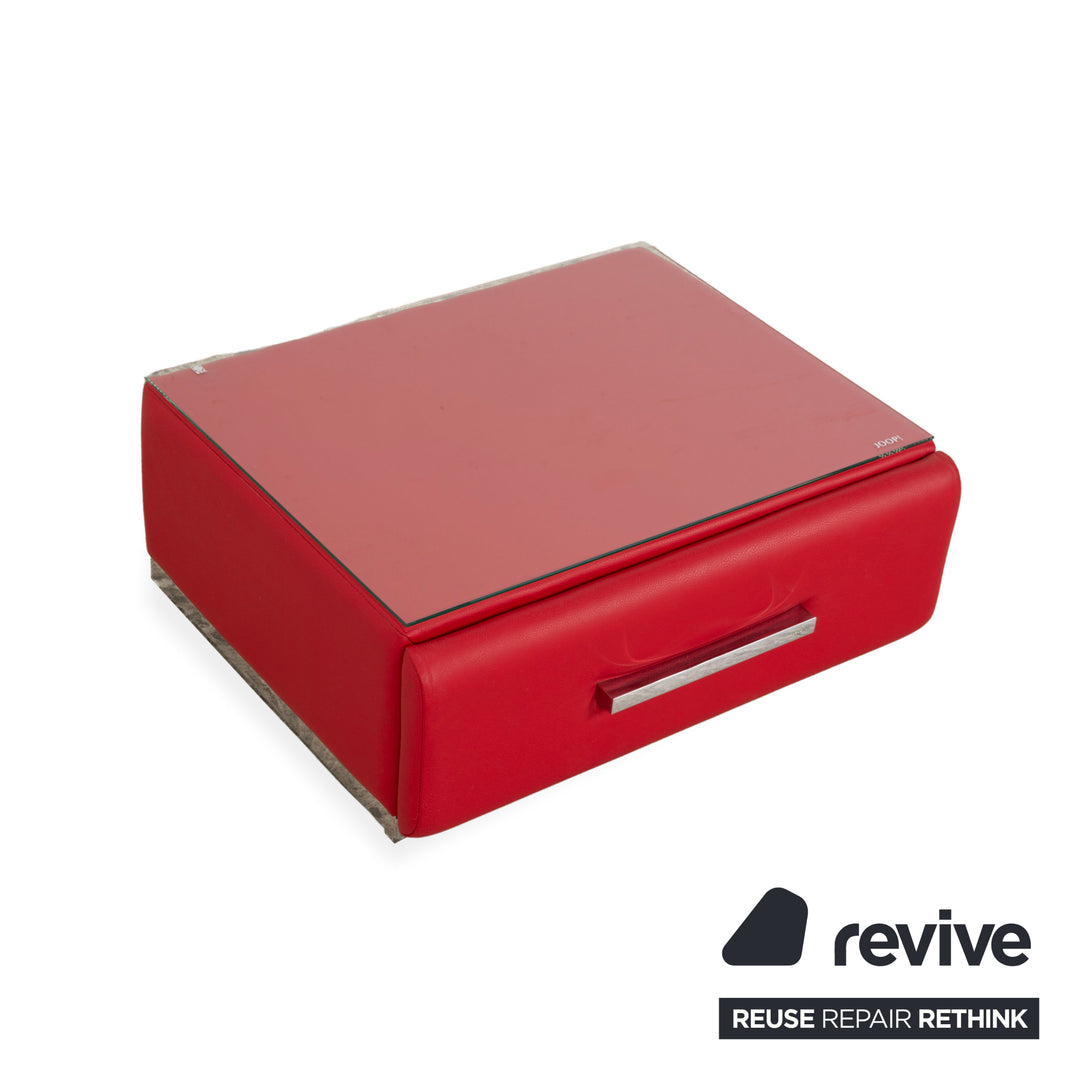 Joop Leather Glass Red Table Sideboard Nightstand Side Table Drawer