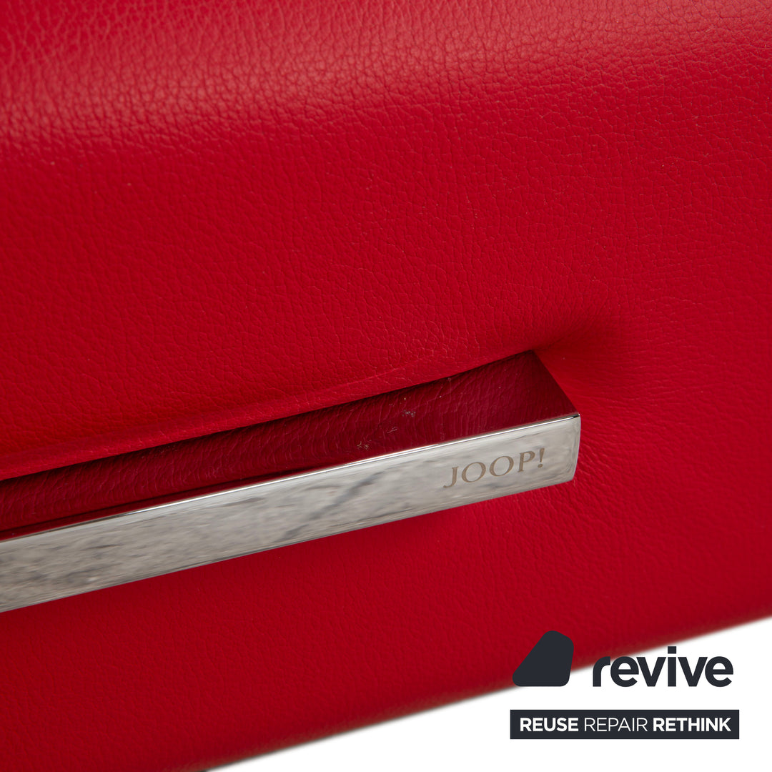 Table d'appoint/buffet en cuir et verre rouge Joop avec tiroir