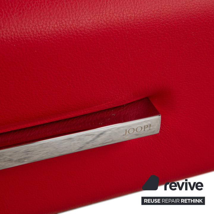 Table d'appoint/buffet en cuir et verre rouge Joop avec tiroir