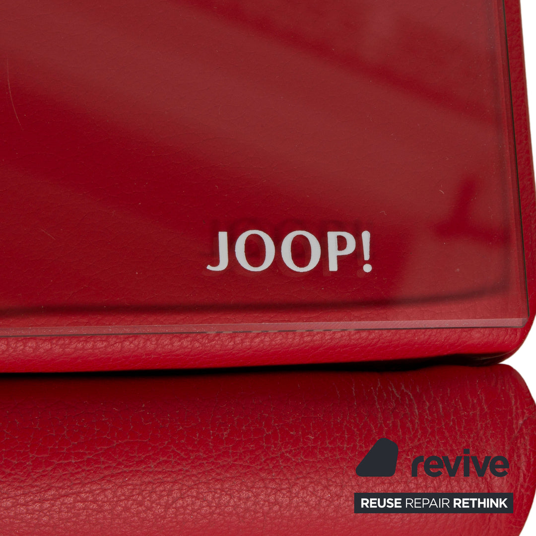 Table d'appoint/buffet en cuir et verre rouge Joop avec tiroir