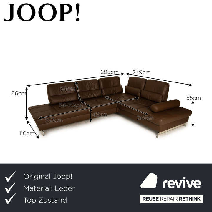 Joop! Loft Leder Ecksofa Braun Sofa Couch Funktion Recamiere rechts