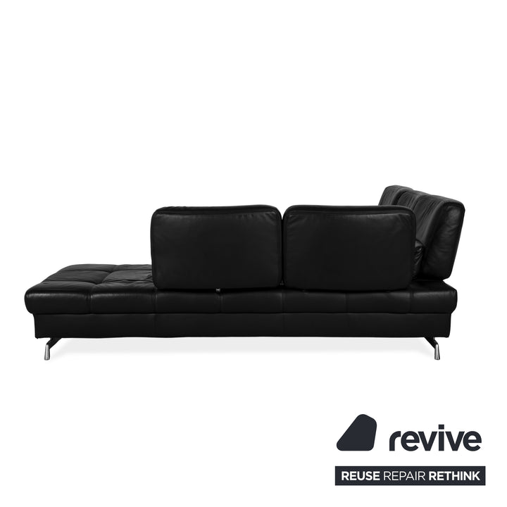 Joop Loft Leather Corner Sofa Black Manual Function Sofa Couch