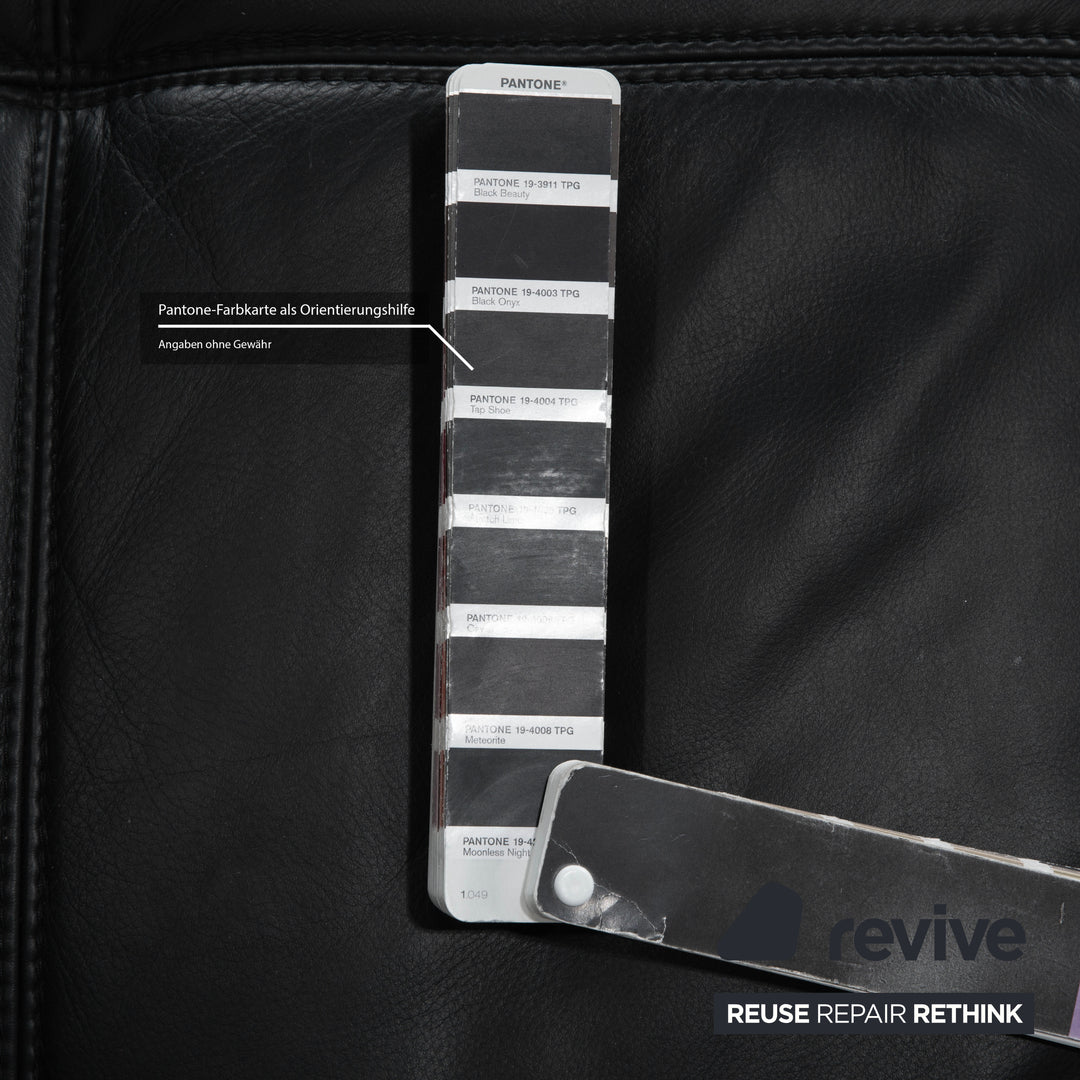 Joop Loft Leather Corner Sofa Black Manual Function Sofa Couch