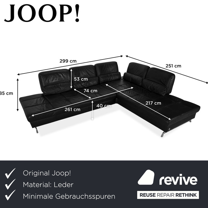 Joop Loft Leather Corner Sofa Black Manual Function Sofa Couch