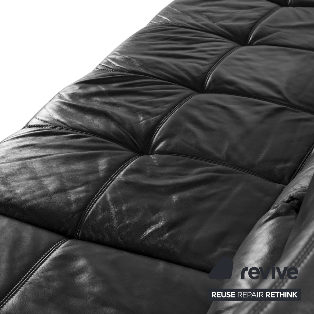 Joop Loft Leather Corner Sofa Black Manual Function Sofa Couch