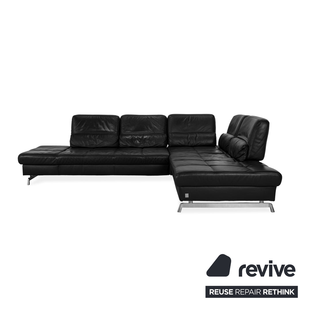 Joop Loft Leather Corner Sofa Black Manual Function Sofa Couch