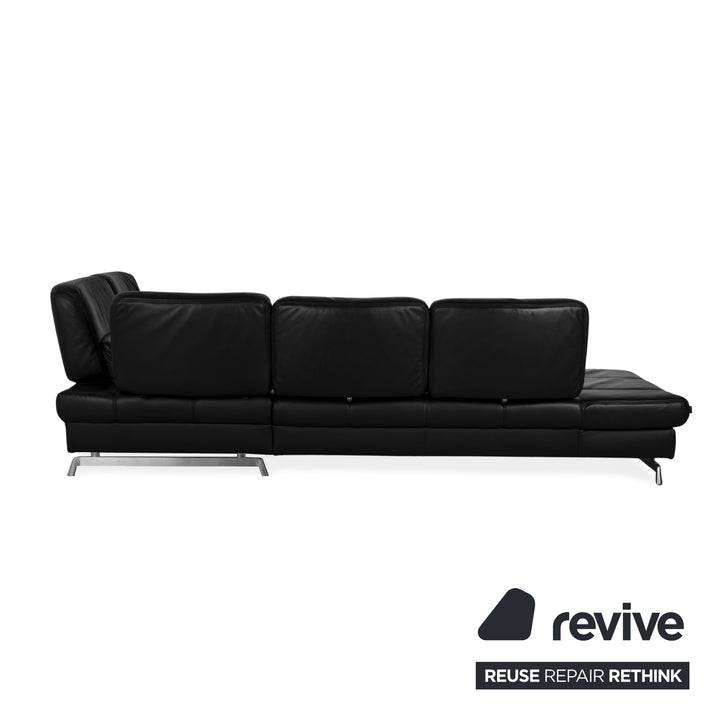 Joop Loft Leather Corner Sofa Black Manual Function Sofa Couch
