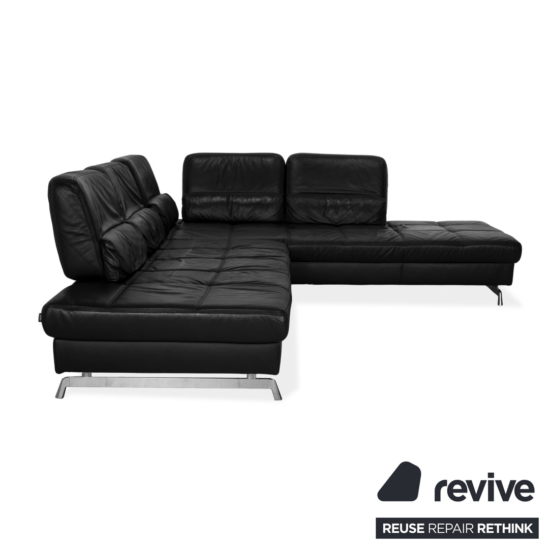 Joop Loft Leather Corner Sofa Black Manual Function Sofa Couch