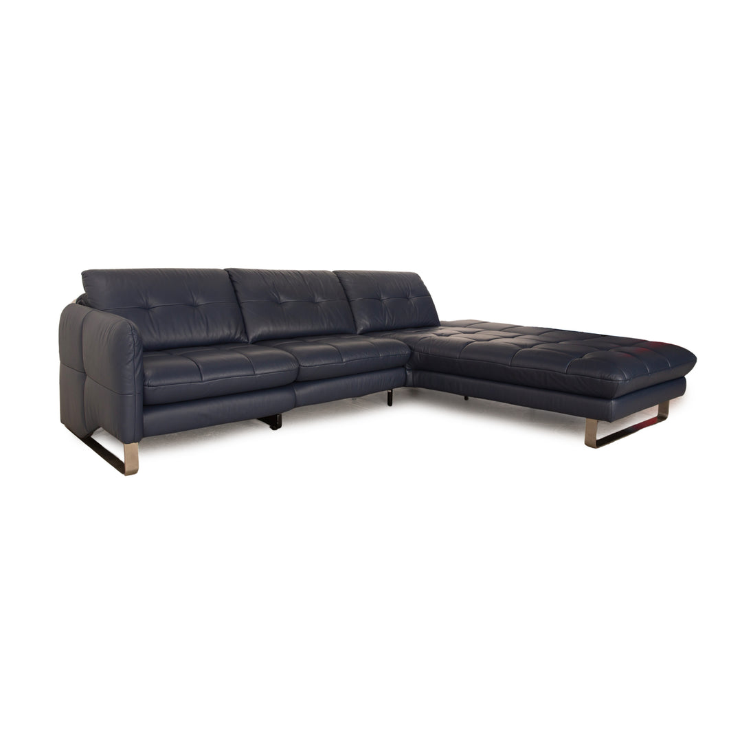 Joop Move 8152 Leder Ecksofa Blau Dunkelblau elektrische Funktion Recamiere Rechts Sofa Couch