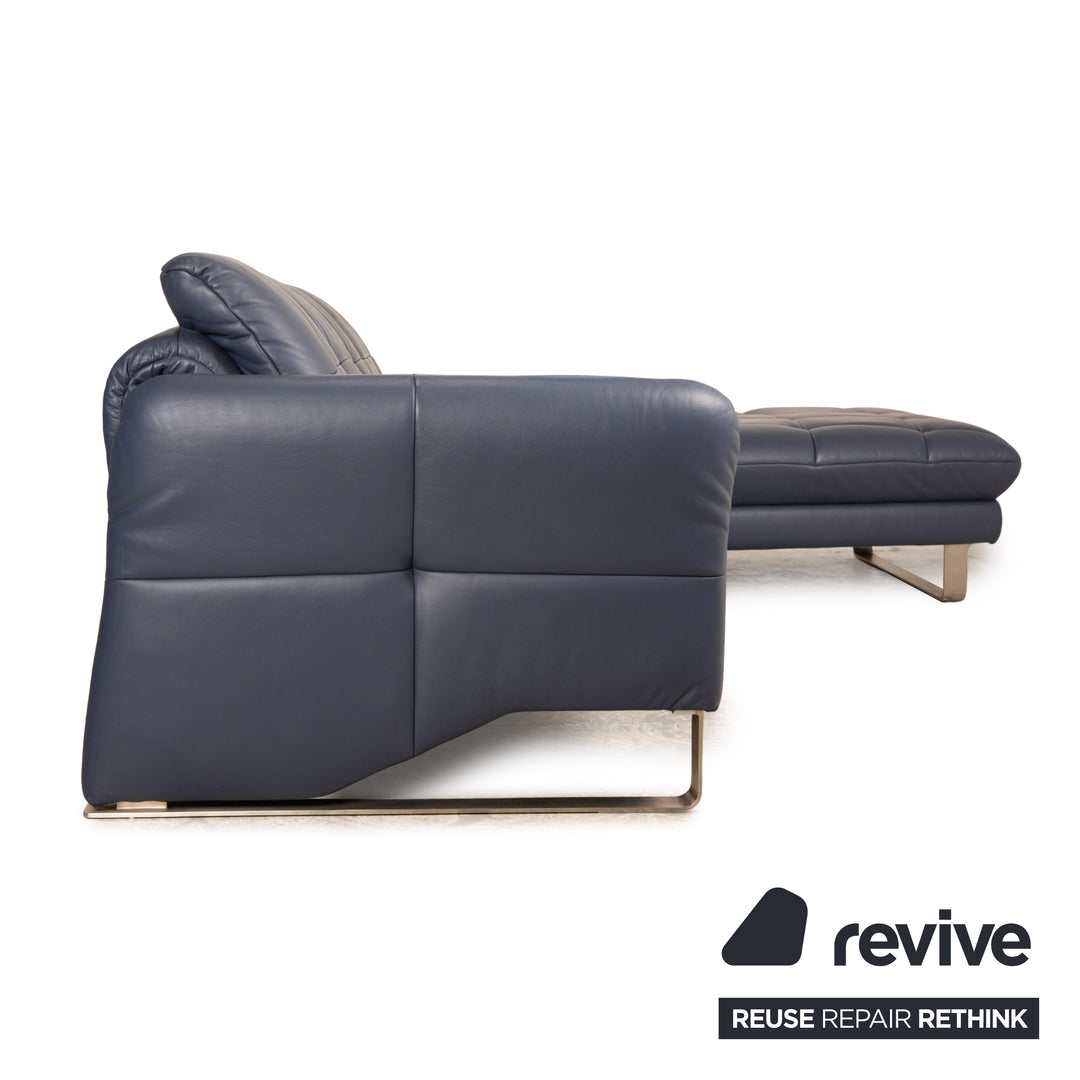 Joop Move 8152 Leder Ecksofa Blau Dunkelblau elektrische Funktion Recamiere Rechts Sofa Couch