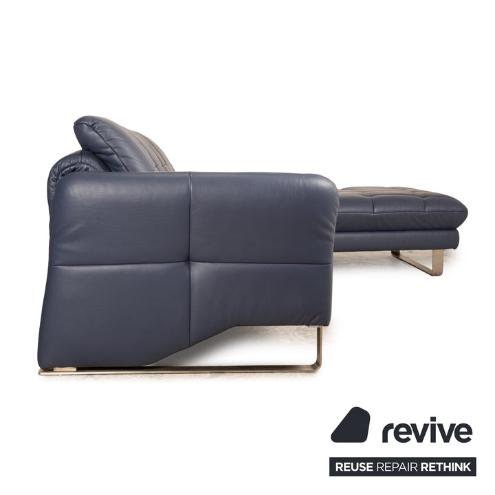 Joop Move 8152 Leather Corner Sofa Blue Dark Blue Electric Function Recamiere Right Sofa Couch